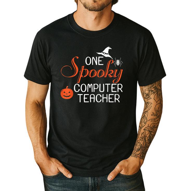 Computer Teacher Halloween Spooky Men Women Kids Men's Casual T-Shirt