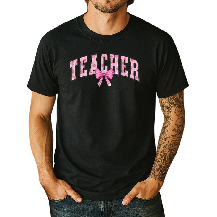 Coquette Bow Back To School First Day Teacher Men's Casual T-Shirt