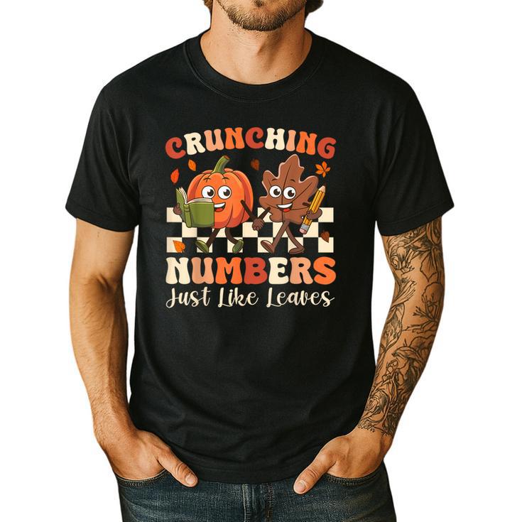 Crunching Numbers Just Like Leaves Pumpkin Fall Teacher Men's Casual T-Shirt