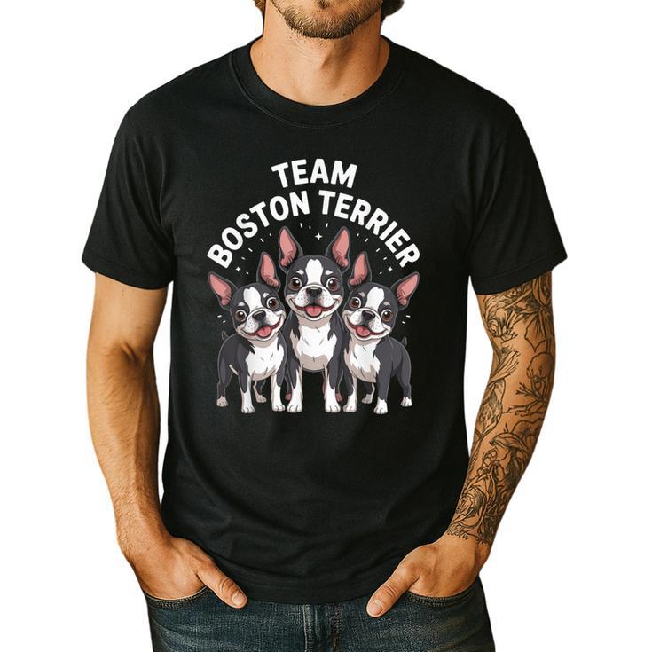Cute Cartoon For Dog Owners Pet Team Boston Terrier Men's Casual T-Shirt