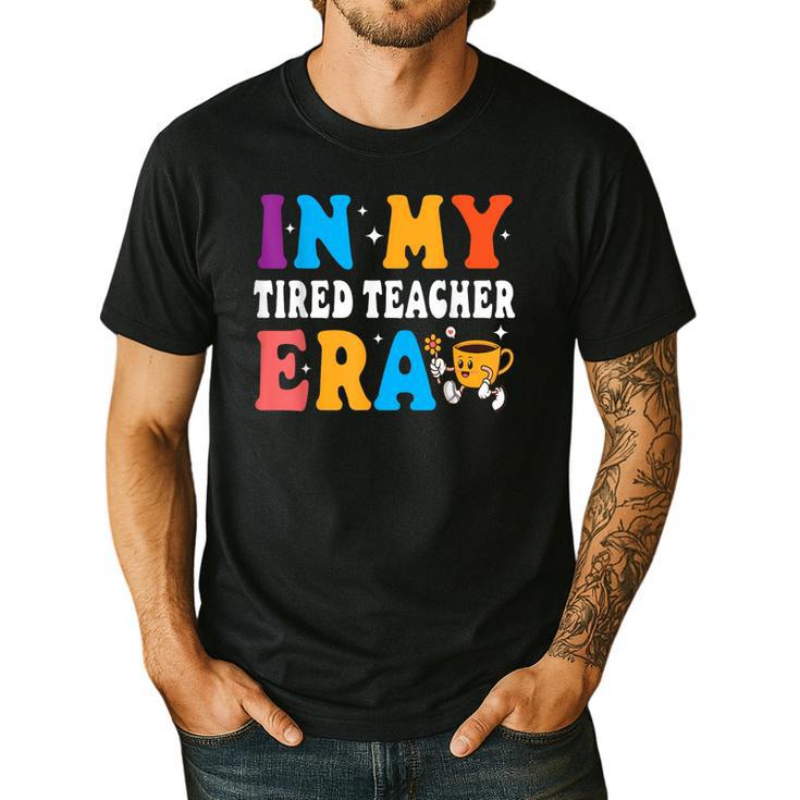 Cute Coffee Glass Face Happy Day In My Tired Teacher ERA For Men Women Men's Casual T-Shirt