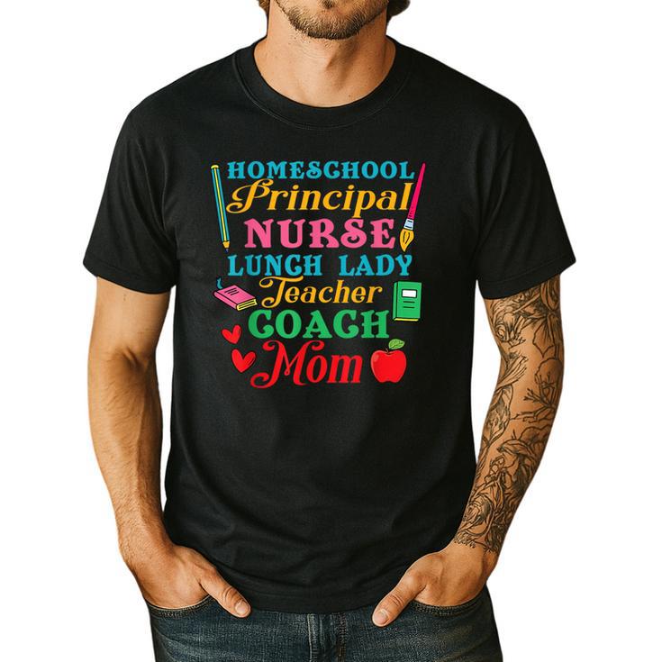 Cute Principal Nurse Lunch Lady Teacher Coach Homeschool Mom Men's Casual T-Shirt