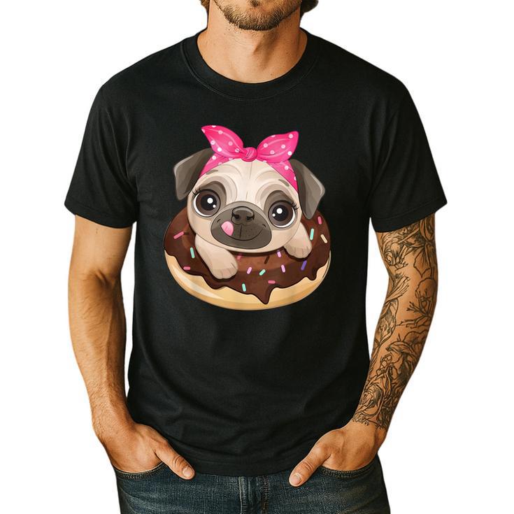 Cute Pug Shirt Donut Girls Dog Men's Casual T-Shirt