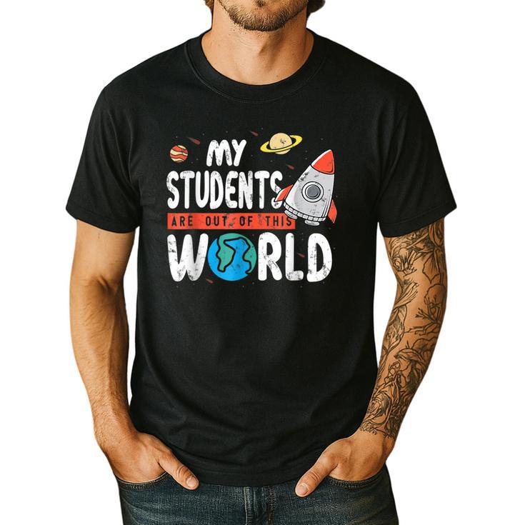 Cute Teacher My Students Are Out Of This World Space Men Women Kids Men's Casual T-Shirt
