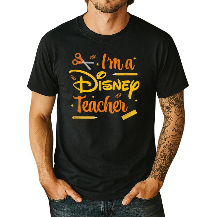 Disney Back To School I'm A Disney Teacher Crafty Logo Men's Casual T-Shirt