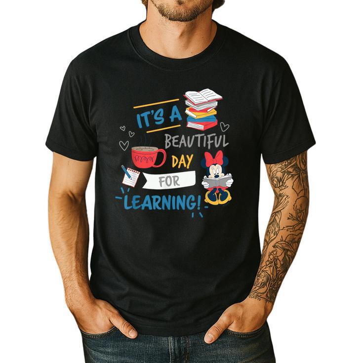 Disney Minnie Mouse Beautiful Day For Learning Teacher's Day Men's Casual T-Shirt