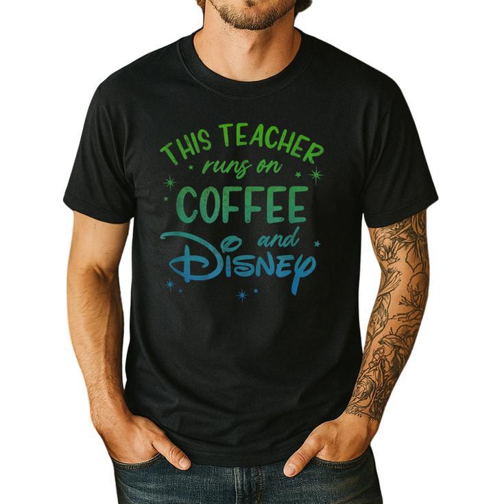 Disney This Teacher Runs On Coffee And Disney Gradient Logo Men's Casual T-Shirt