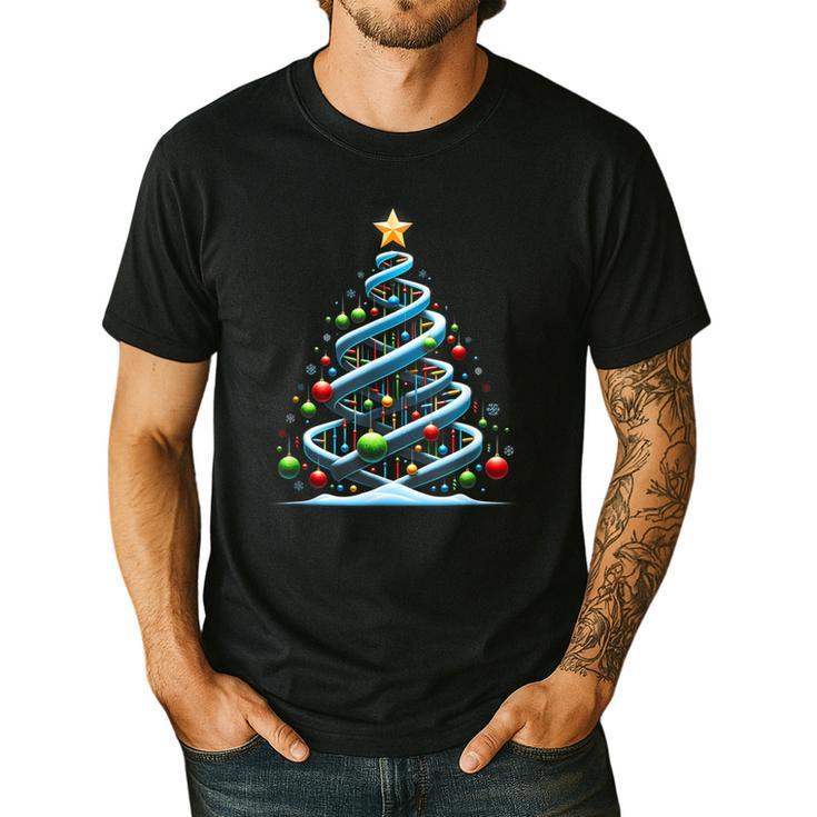 DNA Helix Christmas Tree Scientist Biology Science Teacher Men's Casual T-Shirt