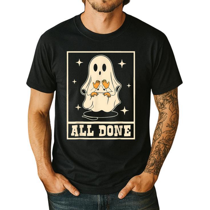 All Done Sign Language Ghost Speech Pathology Teacher Men's Casual T-Shirt