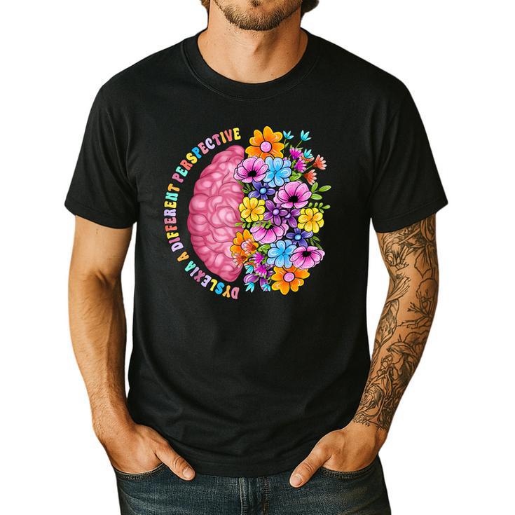 Dyslexia Different Perspective Reading Brain Floral Teacher Men's Casual T-Shirt