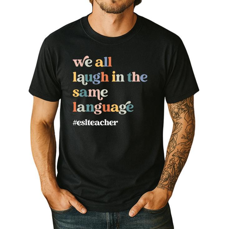 ESL Teacher ESOL Student Cute Retro Back To School First Day Men's Casual T-Shirt