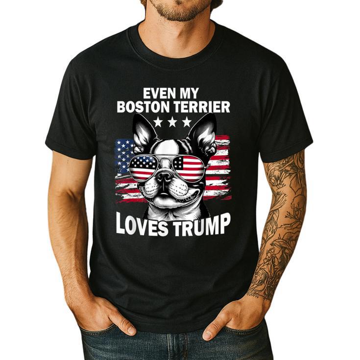 Even My Boston Terrier Loves Trump Trump Supporter Dog Lover Men's Casual T-Shirt