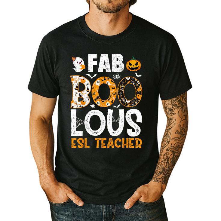 Faboolous ESL ESOL Teacher Spooky Teacher Halloween Costume For Men Women Men's Casual T-Shirt