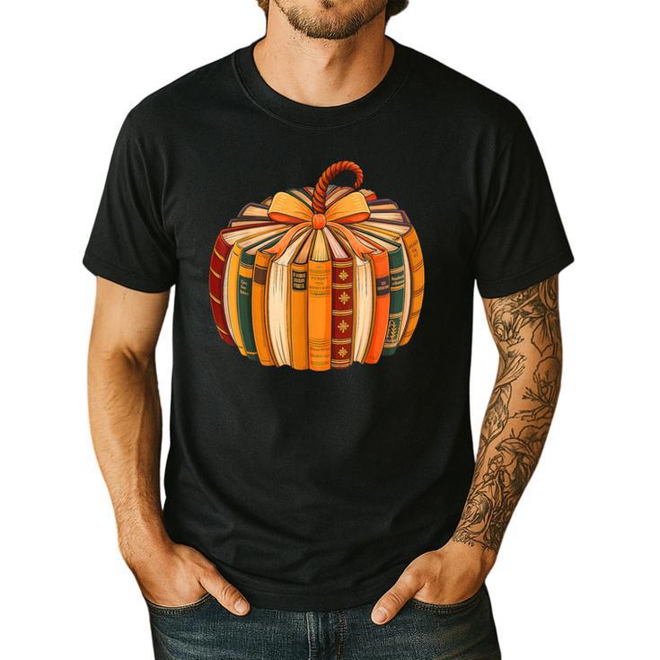 Fall Book Halloween Costume Autumn Pumpkin Teacher Kids Men's Casual T-Shirt