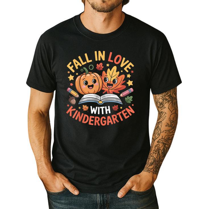 Fall In Love With Kindergarten Autumn Kindergarten Teacher Men's Casual T-Shirt