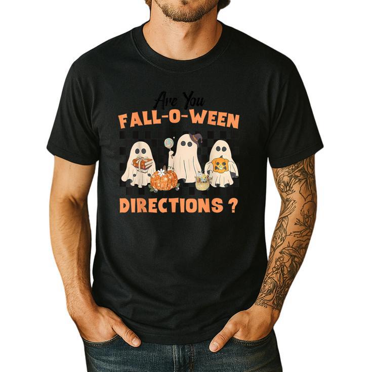 Are You Fall-O-Ween Directions Halloween Ghost Fall Teacher Men's Casual T-Shirt Are You Fall-O-Ween Directions Halloween Ghost Fall Teacher Men's Casual T-Shirt