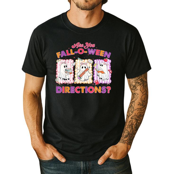 Are You Fall-O-Ween Directions Halloween Teacher Ghost Men's Casual T-Shirt