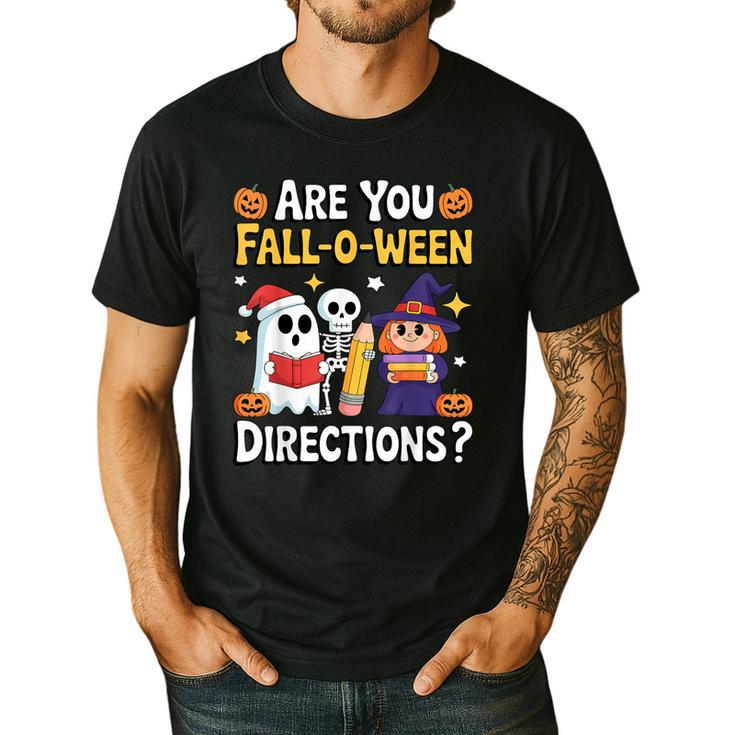 Are You Fall O Ween Directions Halloween Teacher Ghost Men's Casual T-Shirt