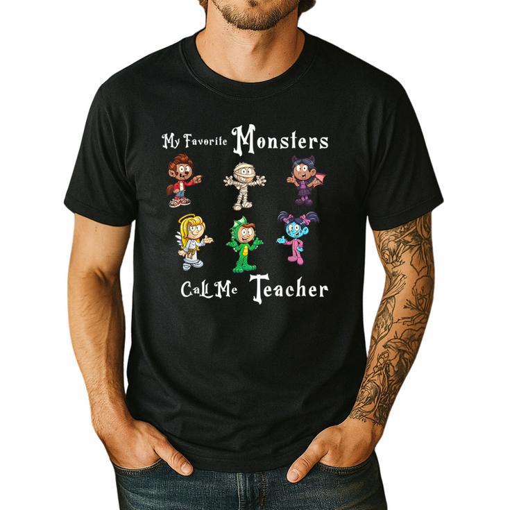My Favorite Monsters Call Me Teacher Thank Mummy Vampire Bat Men's Casual T-Shirt