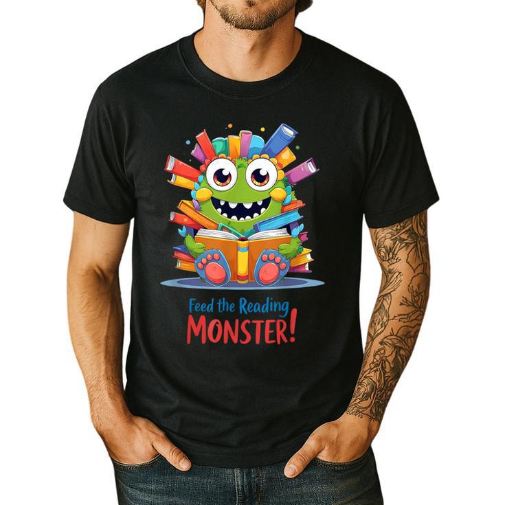 Feed The Reading Monster Halloween Teacher Men's Casual T-Shirt