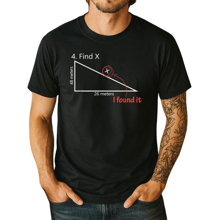 Find X Math Teacher Graphic Sarcastic Novelty Dad Joke Men's Casual T-Shirt