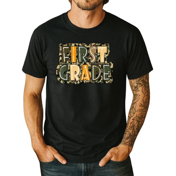 First 1St Grade Camo Camouflage Boy Teacher Back To School Men's Casual T-Shirt