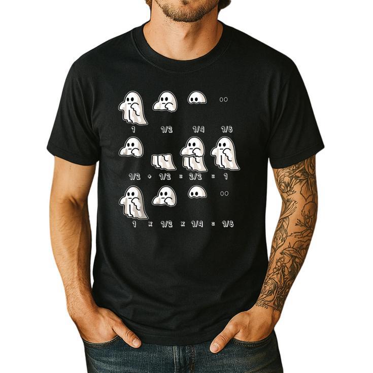 Fractions Math Teacher Ghost Math Halloween Humorous Men's Casual T-Shirt