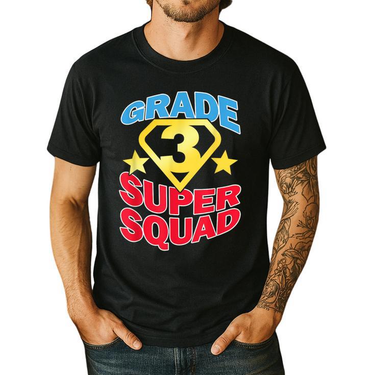 Grade 3 Super Squad Superhero Teacher Team Men Women Girls Kids Men's Casual T-Shirt