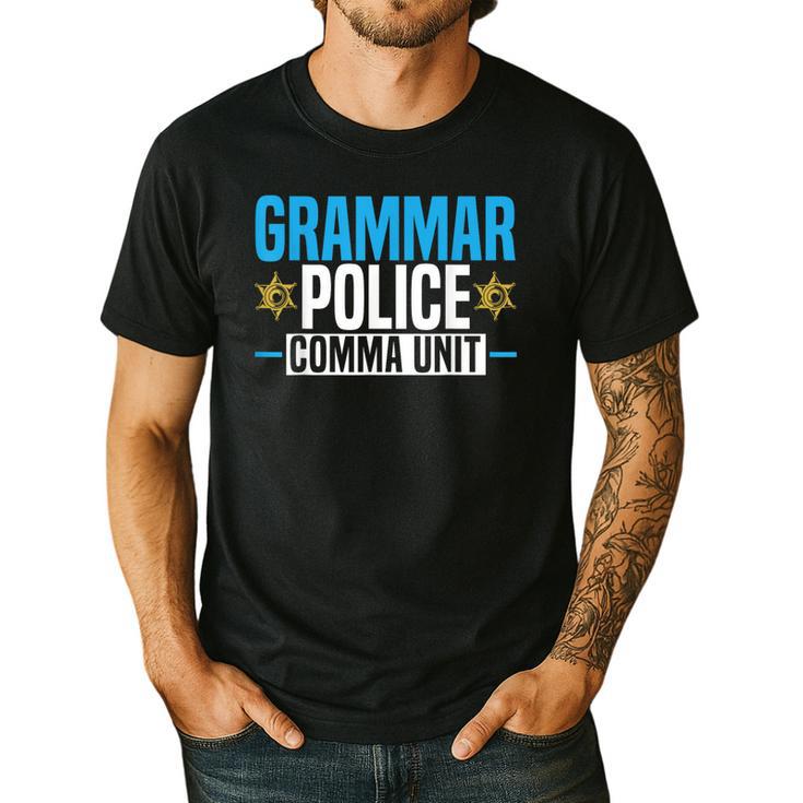 Grammar Police Comma Unit English Teacher Grammar Teacher For Men Women Men's Casual T-Shirt