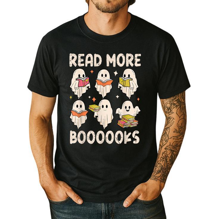 Groovy Halloween Ghost Read More Boooooks Librarian Teacher For Men Women Kids Men's Casual T-Shirt
