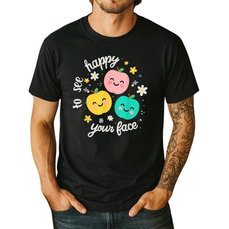 Groovy Happy To See Your Face Teacher School Appreciation Men's Casual T-Shirt