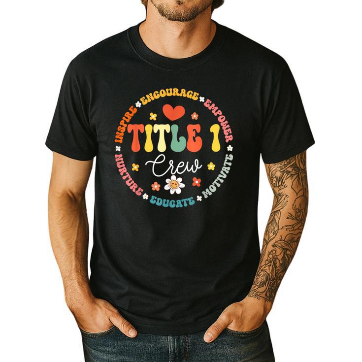 Groovy Title 1 Crew Cute Title 1 Reading Teacher Men Women Kids Men's Casual T-Shirt