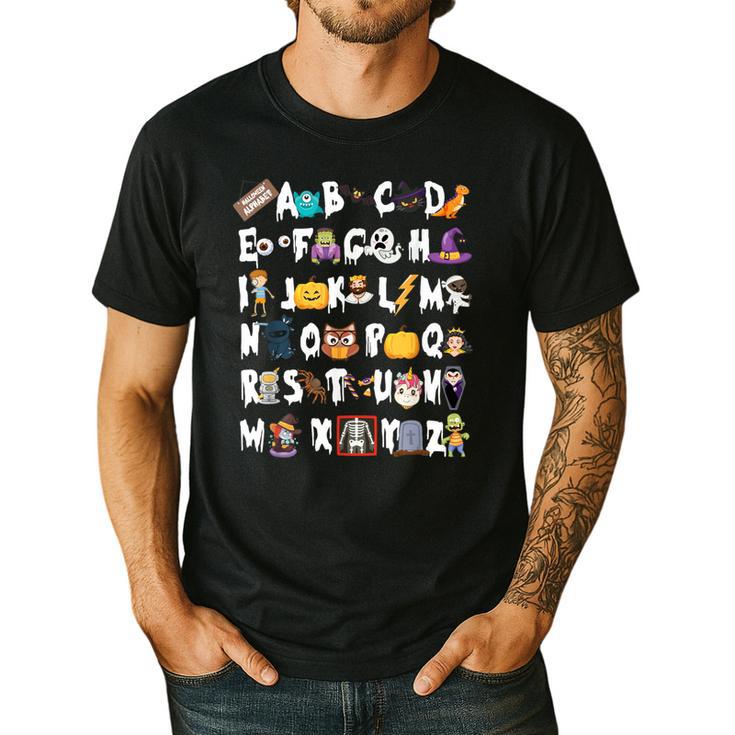 Halloween Alphabet ABCs Learning Kindergarten Teacher Men Women Kids Men's Casual T-Shirt