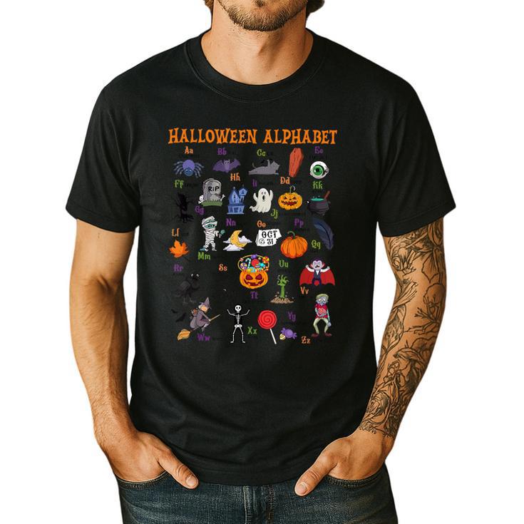 Halloween Alphabet ABCs Learning Kindergarten Teacher Men's Casual T-Shirt Halloween Alphabet ABCs Learning Kindergarten Teacher Men's Casual T-Shirt
