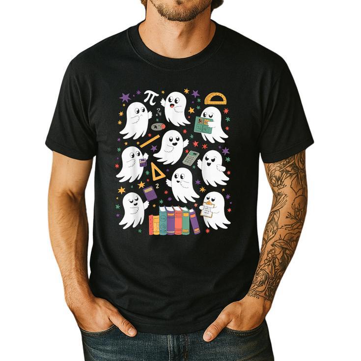 Halloween Math Teacher Ghost Math Teacher Spooky Halloween Men's Casual T-Shirt