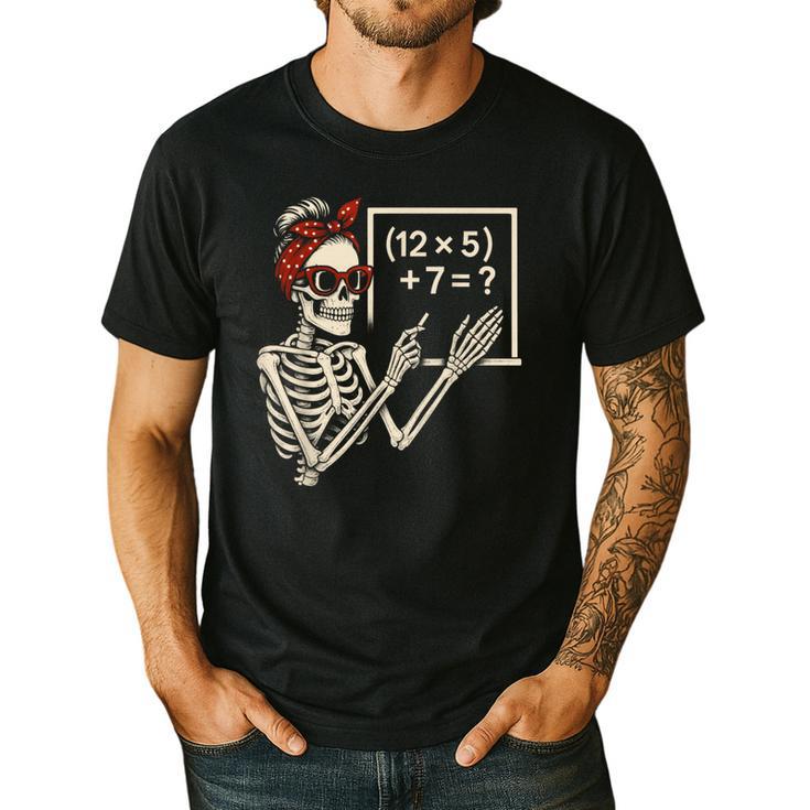 Halloween Math Teacher Skeleton Six Seven Meme Brainrot Men's Casual T-Shirt