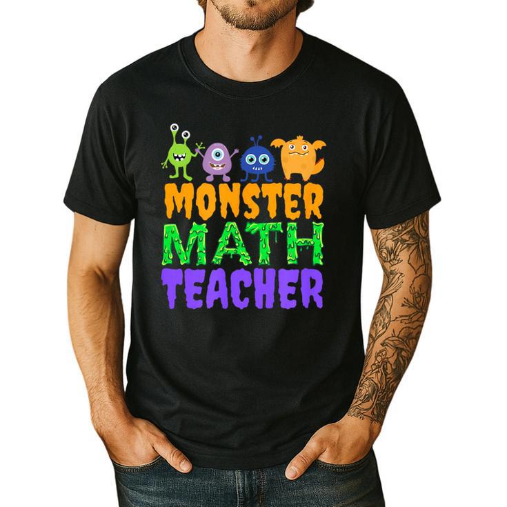 Halloween Monster Math Teacher Men Women Men's Casual T-Shirt