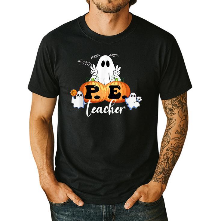 Halloween PE Teacher Ghosts Pumpkins Sports Lover Men's Casual T-Shirt