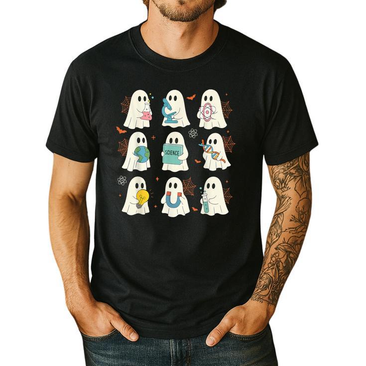 Halloween Science Teacher Student Ghost Laboratory Men Women Men's Casual T-Shirt