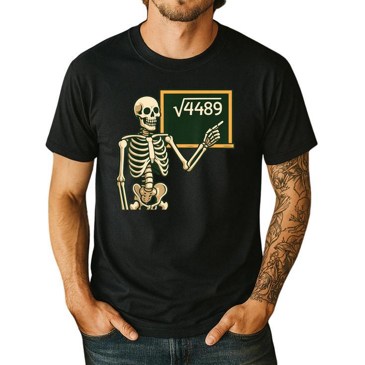 Halloween Skeleton 67 Meme Square Root 4489 Math Teacher Men's Casual T-Shirt