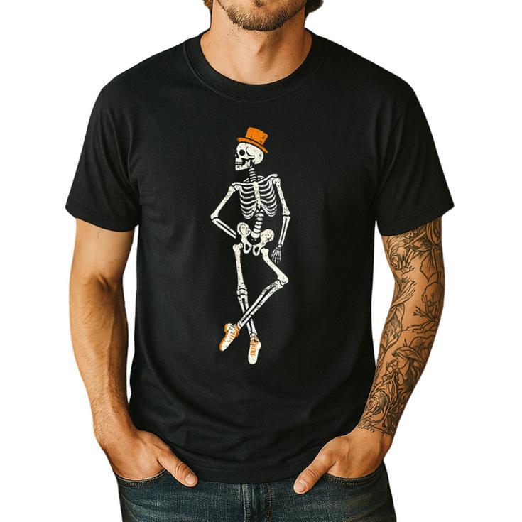 Halloween Skeleton Tap Dance Ballet Dance Teacher Men's Casual T-Shirt