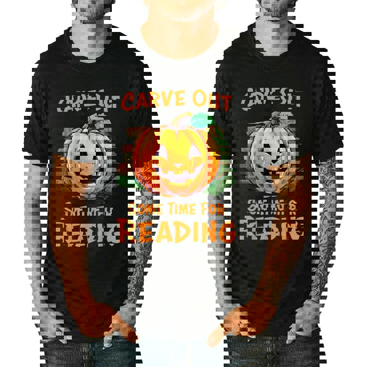 Halloween Teacher Librarian Pumpkin Reading Books Men Women Kids Men&#x27;s Casual T-Shirt