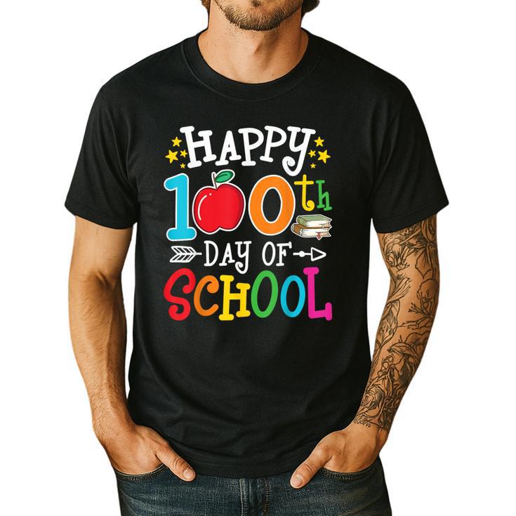 Happy 100th Day Of School Teachers 100 Days Of School Kids Men's Casual T-Shirt