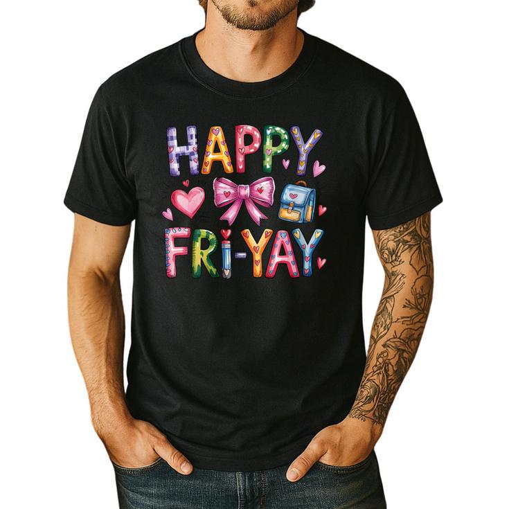 Happy Fri-Yay Teacher Fry Yay Friday Weekend Cute Fri-Yay Men's Casual T-Shirt