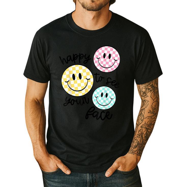 Happy To See Your Face Smile Face Teacher Back To School Men's Casual T-Shirt