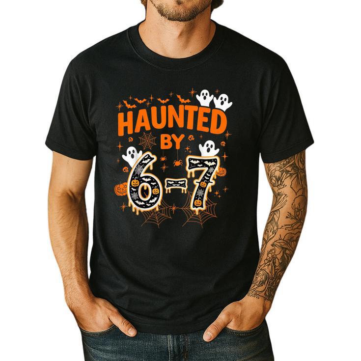 Haunted By 6-7 Halloween Math Teacher Joke Men's Casual T-Shirt