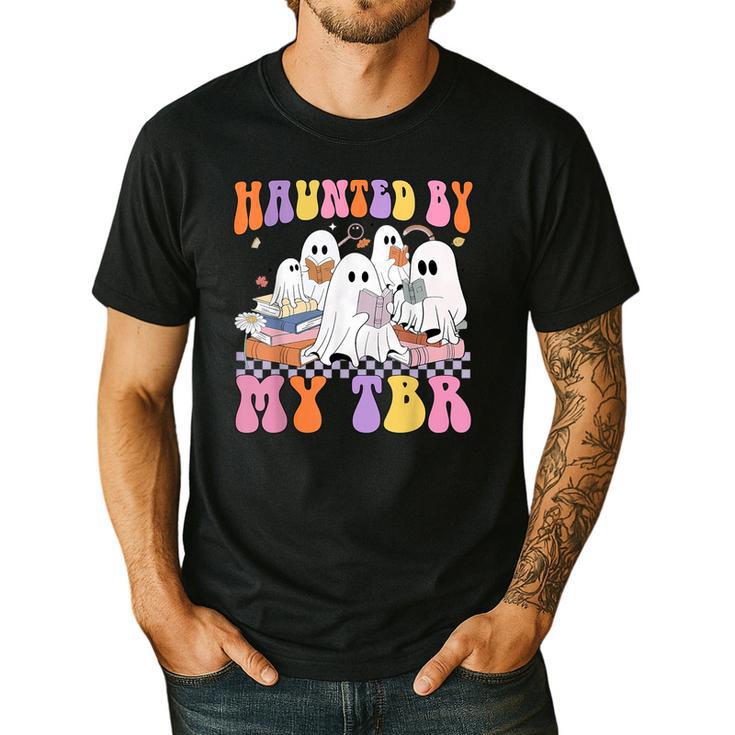Haunted By My TBR Cute Ghosts Book Reading Teacher Halloween Men's Casual T-Shirt