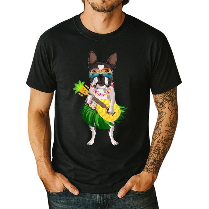 Hawaiian Boston Terrier Dog Pineapple Ukulele Summer For Men Women Girls Kids Men's Casual T-Shirt