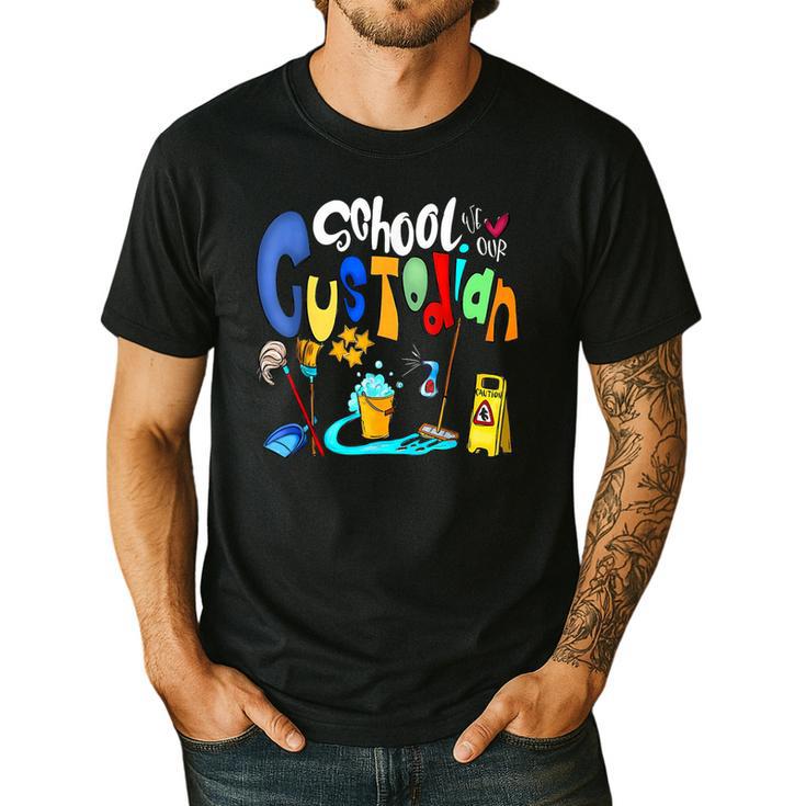 We Heart Love Our School Custodian For Teacher & Kids Men's Casual T-Shirt