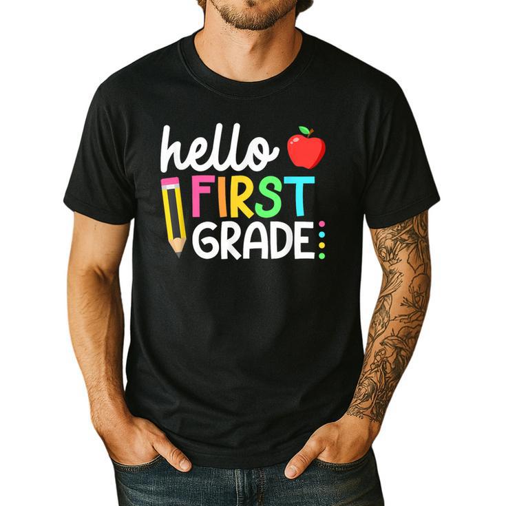 Hello First Grade Team 1st Grade Back To School Teacher Kids Men's Casual T-Shirt